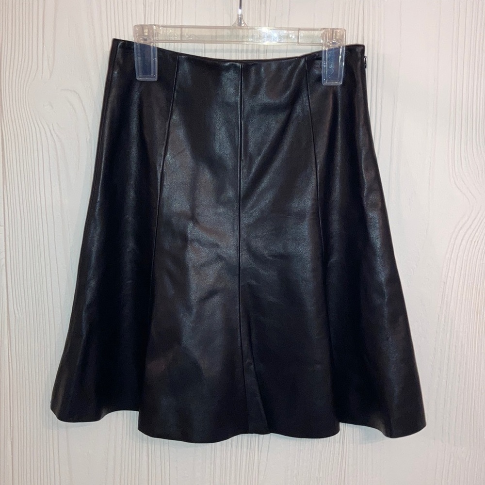 Black Leather Flair Skirt